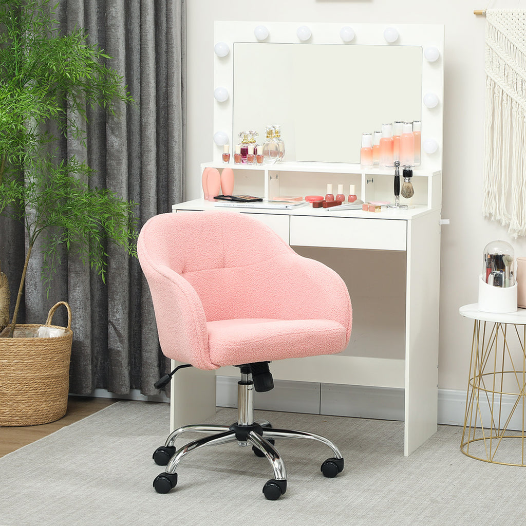 Chaise de bureau, fauteuil de bureau ergonomique, hauteur réglable, assise et dossier rembourrés, rose-7