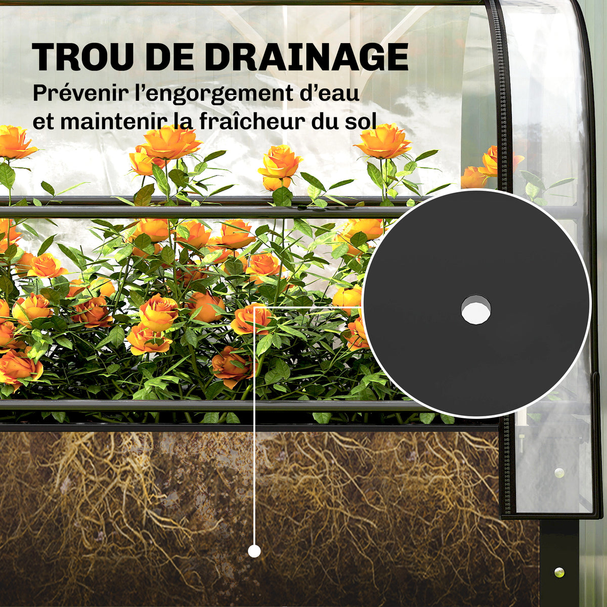 Potager sur Pieds avec Serre Rabattable, Jardinière Surélevée en Métal avec Trou de Drainage, 100 x 49 x 136 noir-7