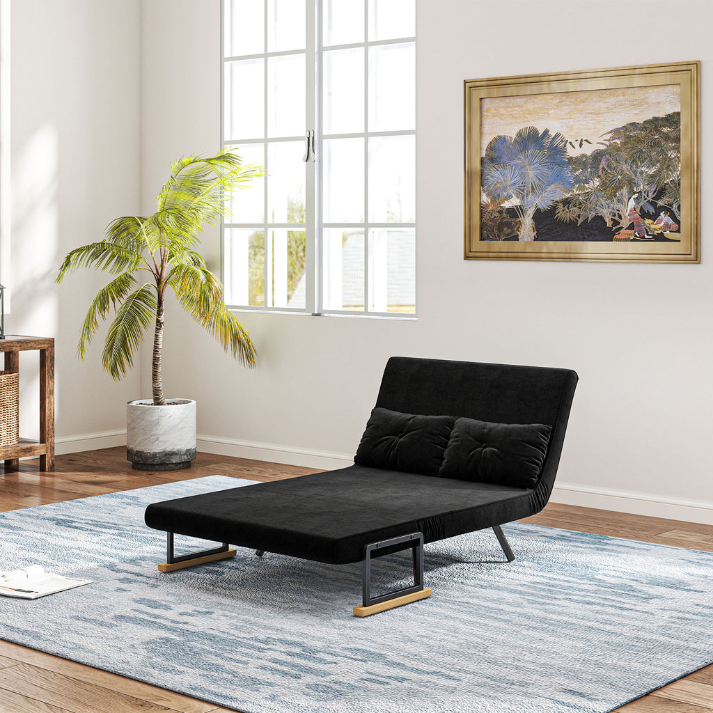 Canapé convertible 2 places 4 en 1, canapé-lit avec dossier réglable sur 5 niveaux, 2 coussins, 102 x 73 x 81 cm, noir-8