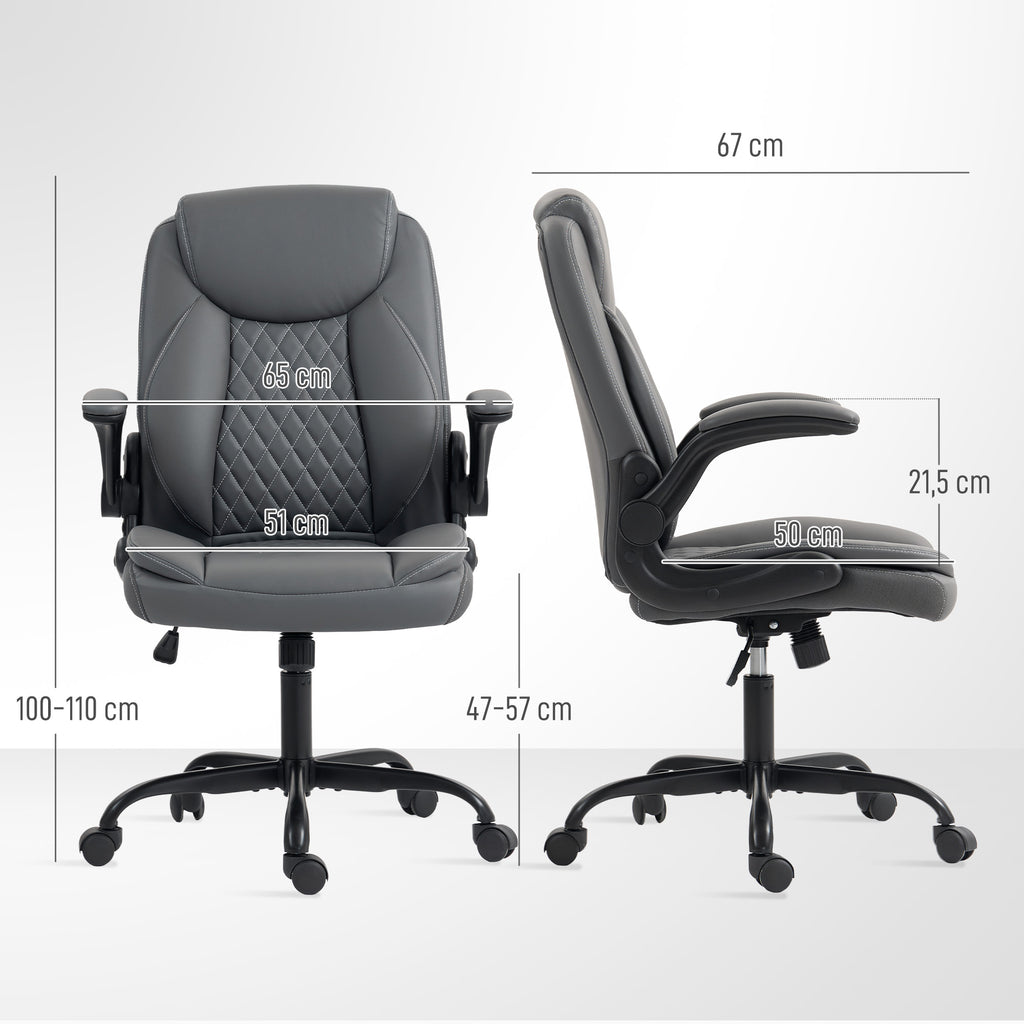 Fauteuil de bureau, chaise bureau ergonomique avec accoudoirs relevables, hauteur réglable, fonction de bascule, gris-2