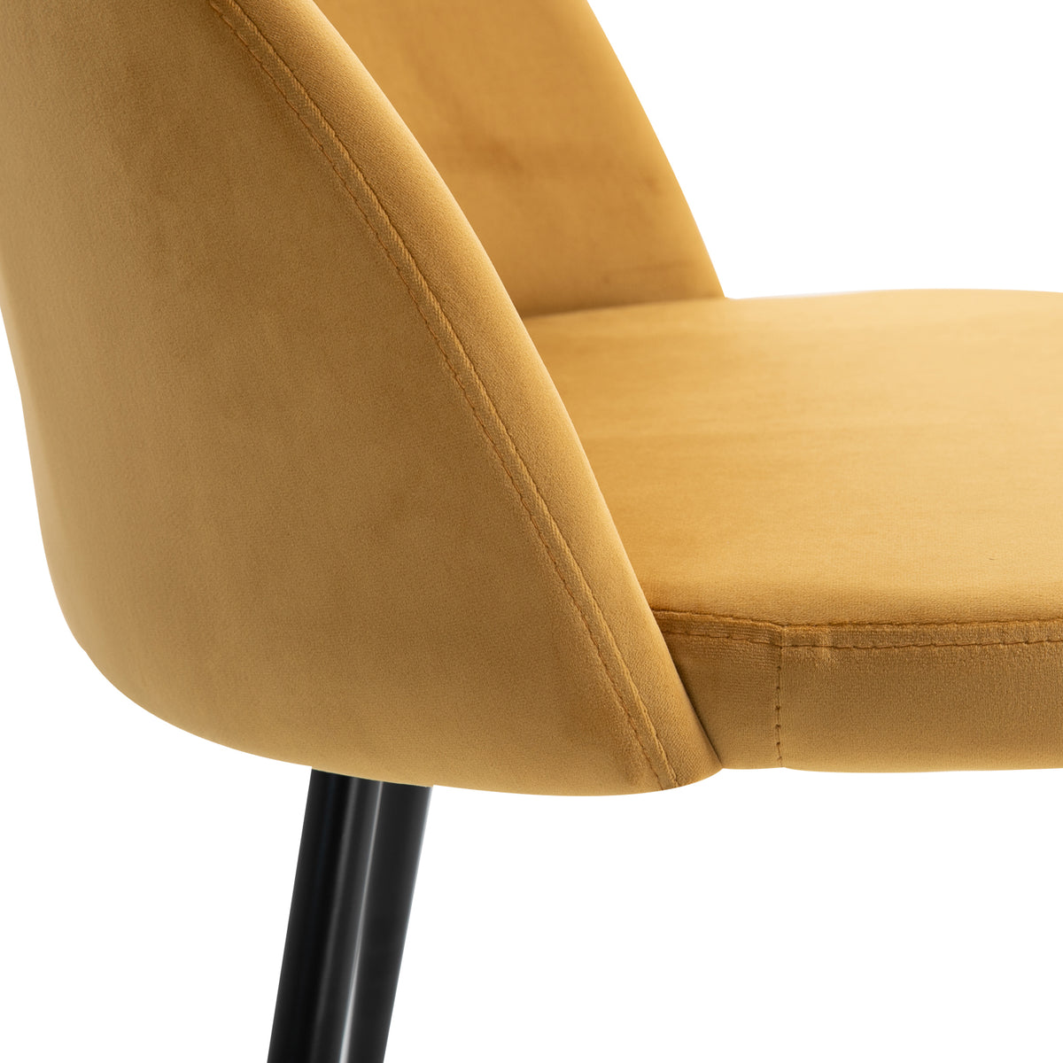 Lot de 2 chaises salle à manger chaise de cuisine scandinave chaise en velours rembourrée avec pieds effilés en métal, pour salon, salle à manger, jaune-9