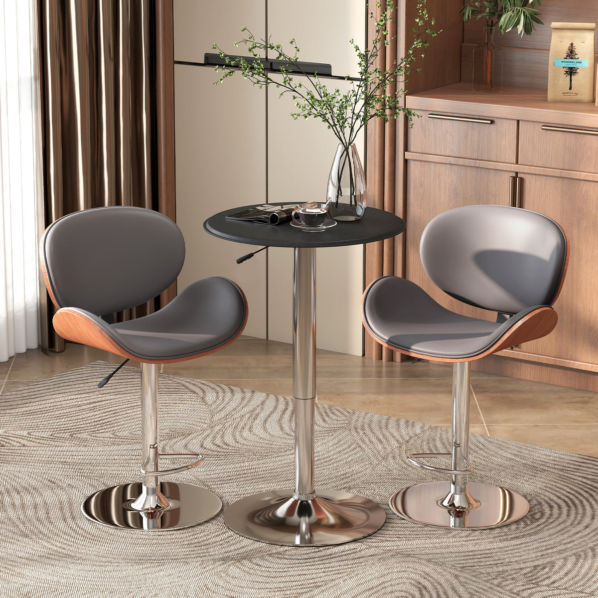 Table de Bar Table Bistro Mange-debout Chic Style Contemporain Hauteur réglable 67-93 cm Ø 63 cm Plateau-9