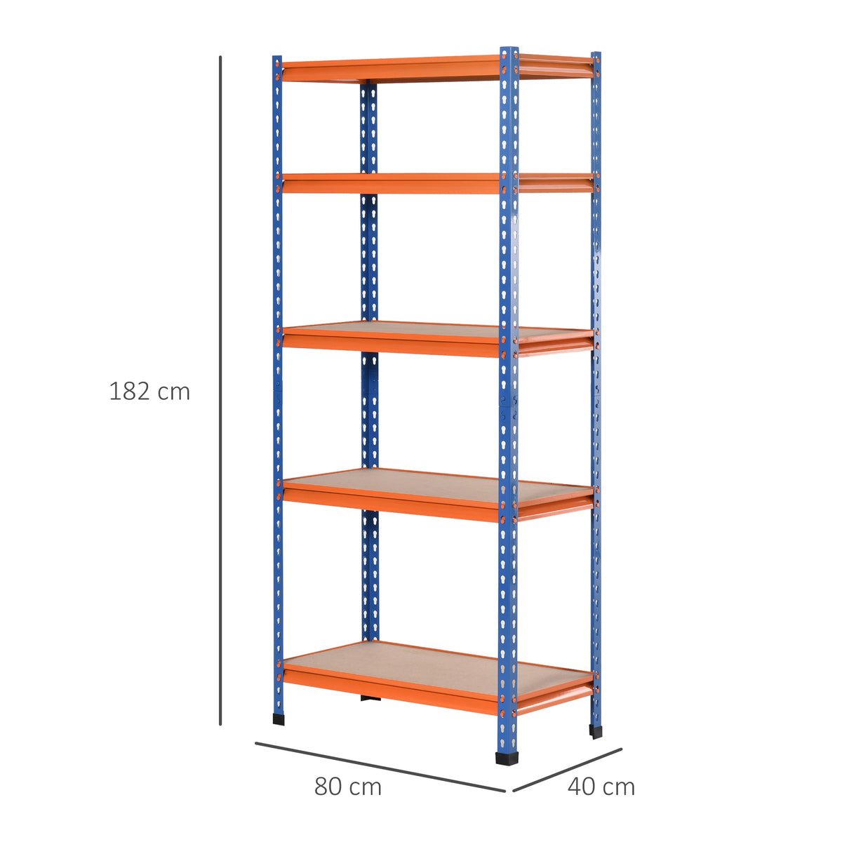 Étagère en métal de garage 5 niveaux capacité 1500 kg 80 x 40 x 182 cm bleu orange-2