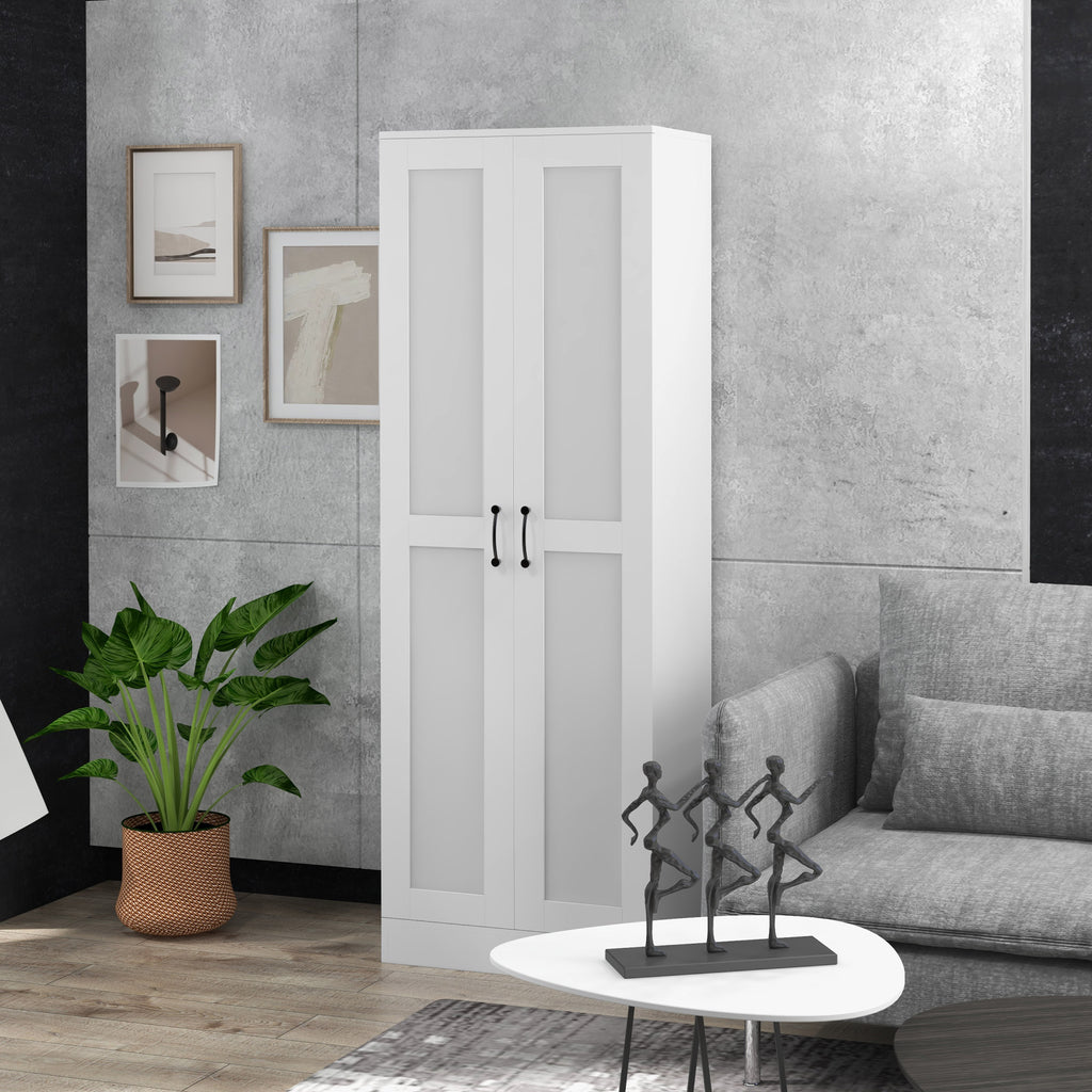 Armoire 2 portes meuble de rangement avec 5 étagères, style contemporain, 60L x 36,5l x 175H-9