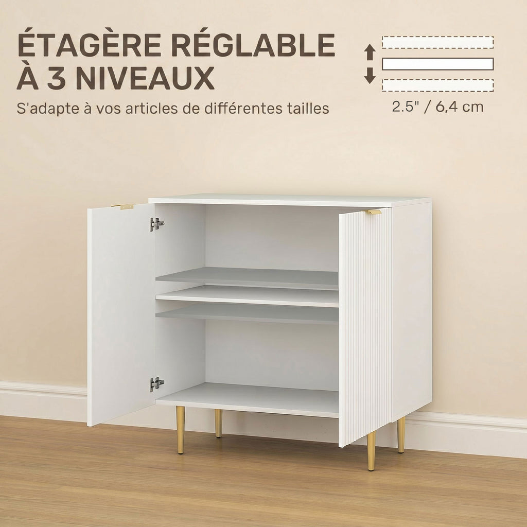 Buffet Cuisine, Meuble de Rangement avec 2 Portes, Étagère Réglable, Pieds Métalliques Surélevés, 80 x 40 x 80 cm, Blanc-4