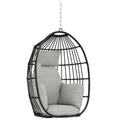 Fauteuil suspendu, fauteuil œuf suspendu, panier pliable, coussins rembourrés, porte-gobelet, oreiller, gris foncé-0