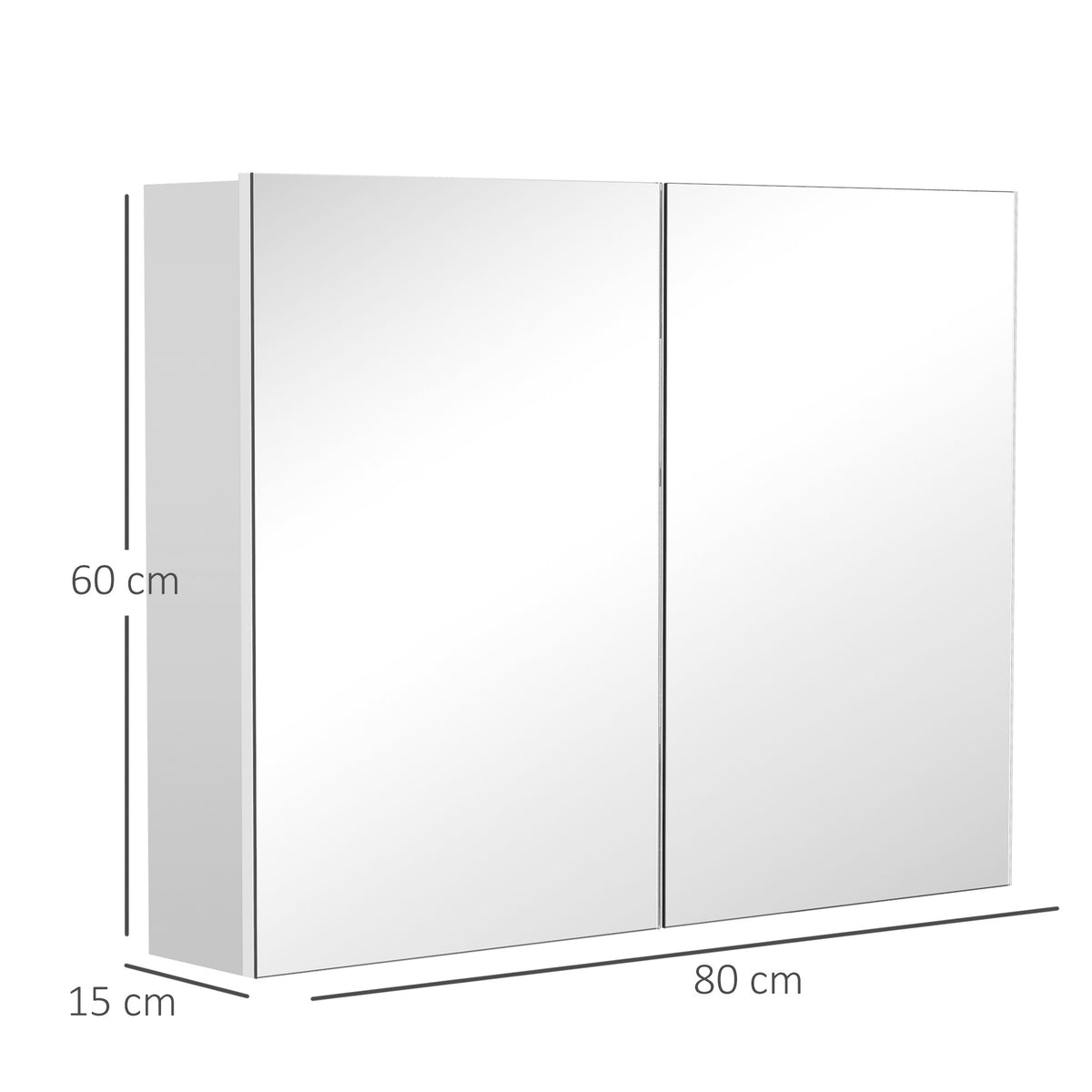 Armoire murale salle de bain avec miroir, 80 x 15 x 60 cm, meuble salle de bain, armoire de toilette avec double portes et étagères réglables, blanc-2