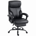 Chaise Bureau Ergonomique Inclinable, Fauteuil de Bureau en PU, Accoudoirs Synchronisés, Hauteur Réglable, Noir-0
