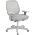Chaise de bureau tissu mesh hauteur réglable pivotante 360° accoudoirs sur roulettes, gris-0