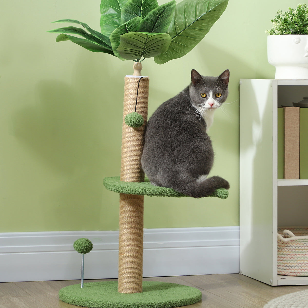 Tiragraffi per gatti a forma di albero, 83 cm, verde