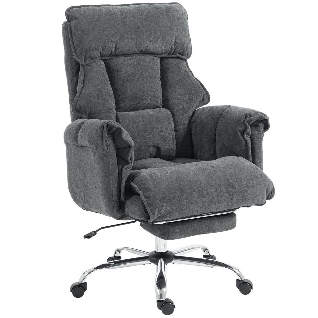 Chaise Bureau Ergonomique, Fauteuil de Bureau Inclinable, Hauteur Réglable, Appui-tête, Dossier Haut, Gris Foncé-0