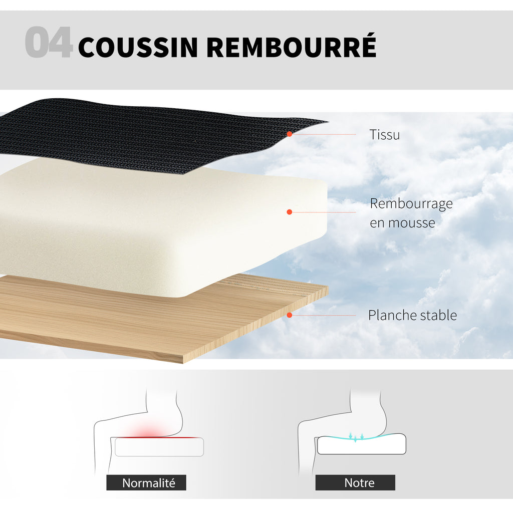 Chaise bureau ergonomique, chaise de dessin, support lombaire 4D, accoudoirs relevables, 60 x 60 x 108-132 cm, noir-6