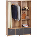 Armoire penderie armoire de rangement avec tringle rideaux 3 tiroirs en tissu amovibles 105 x 48 x 160 cm naturel-0