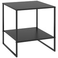 Table basse d'appoint carrée style industriel en métal noir avec une étagère - 40 x 40 x 45 cm noir-0