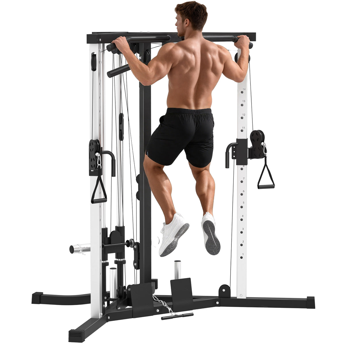 Station de musculation multifonction avec barre de traction, station d'entraînement réglable à 15 positions, noir-6