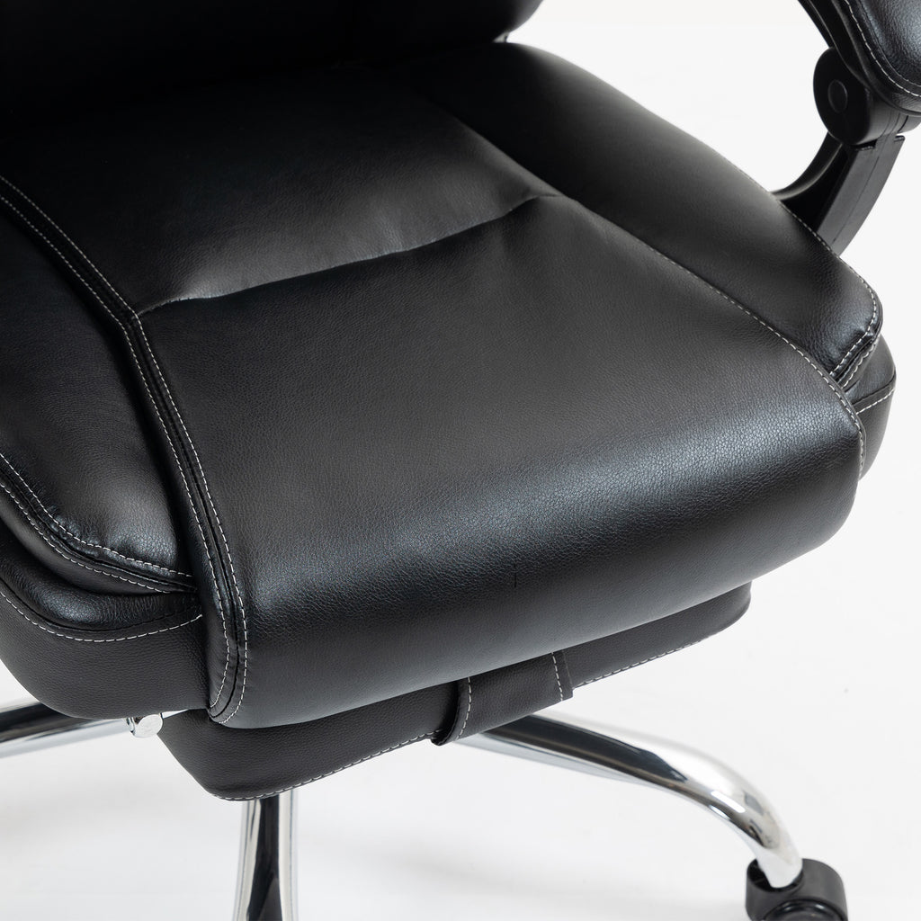 Chaise Bureau Ergonomique, Fauteuil de Bureau Inclinable, Assise rembourrée en PU, Hauteur Réglable, Noir-9