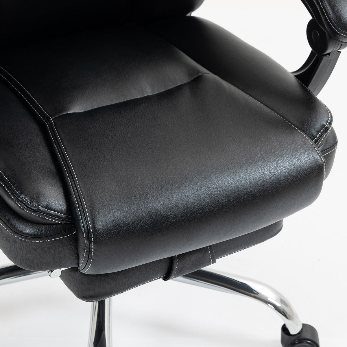 Chaise Bureau Ergonomique, Fauteuil de Bureau Inclinable, Assise rembourrée en PU, Hauteur Réglable, Noir-9