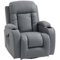 Fauteuil Inclinable de Massage et Chauffage, Fauteuil de Relaxation, Dossier Réglable, Pivotant, 82x99x103cm, Gris Clair-0