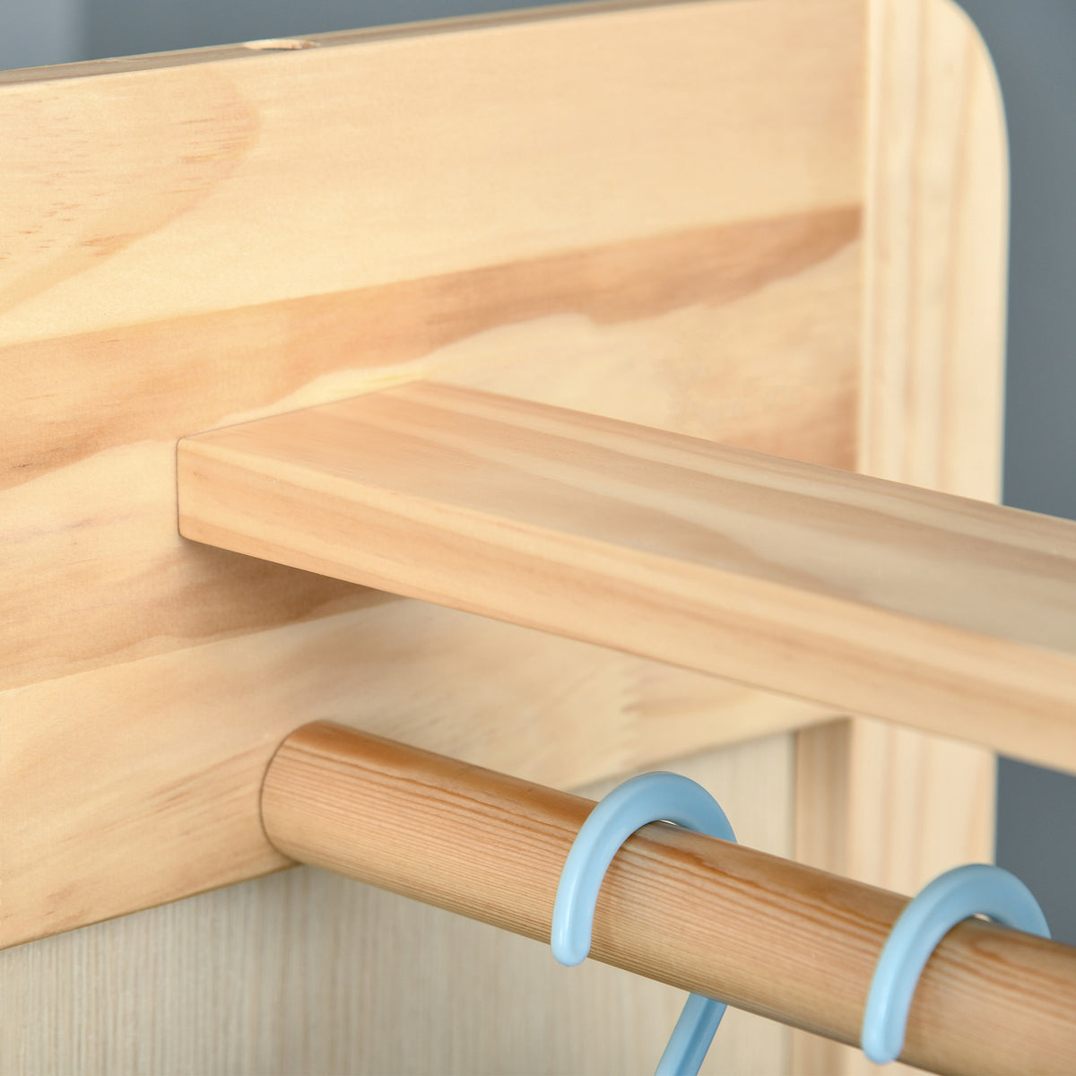 Miroir sur Pied avec roulettes - Portant, 4 patères étagère MDF Aspect Bois Clair-7