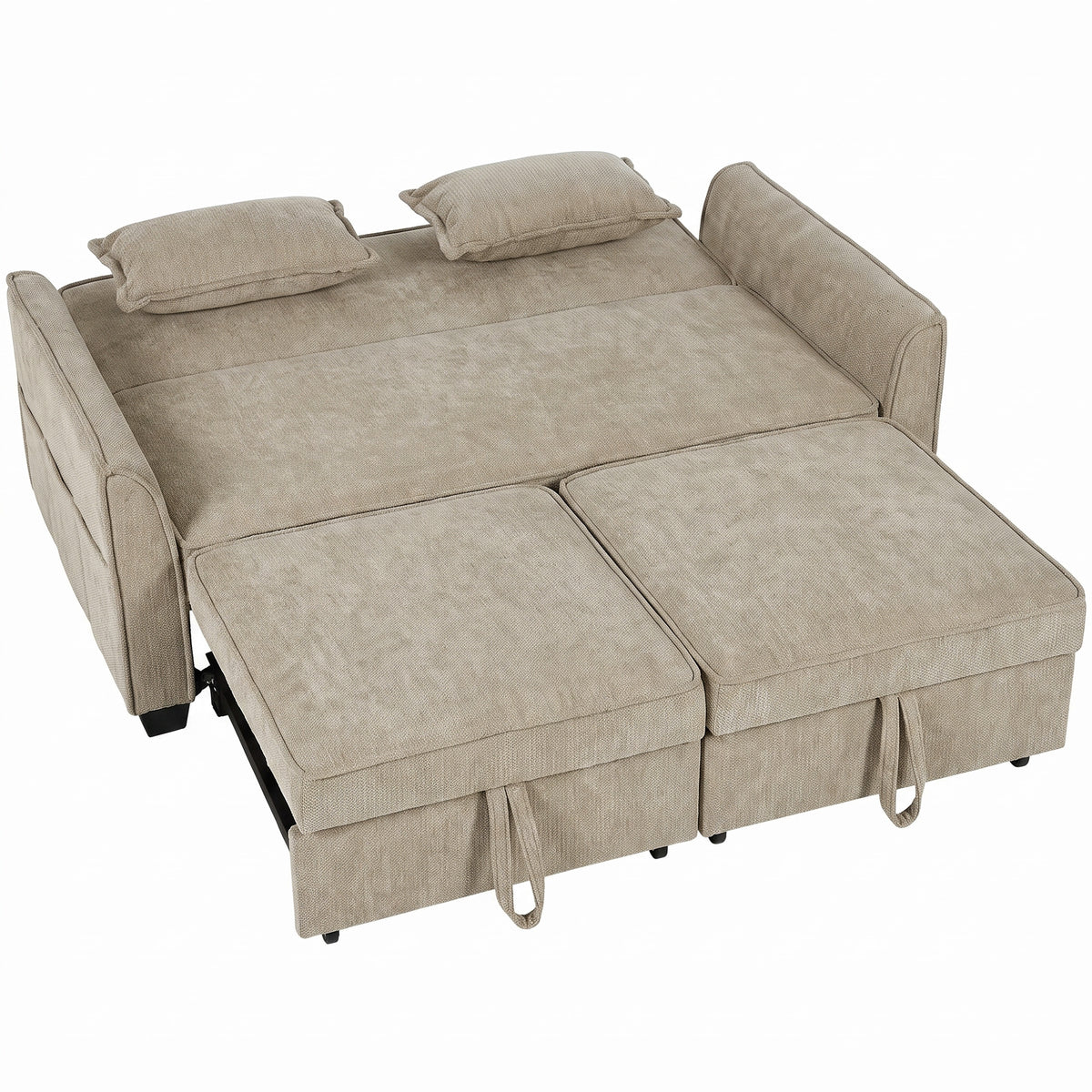 Canapé Convertible 2 Places 4 en 1, Canapé-Lit d'Angle en Chenille 167cm, Dossier Réglable, Assise Large, Marron-0