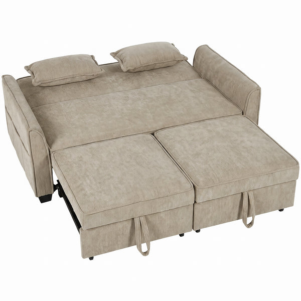 Divano letto 2 posti trasformabile 4 in 1 in ciniglia marrone, 167 cm