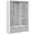 Armoire penderie armoire de rangement avec tringle rideaux 3 tiroirs en tissu amovibles 105 x 48 x 160 cm blanc-0
