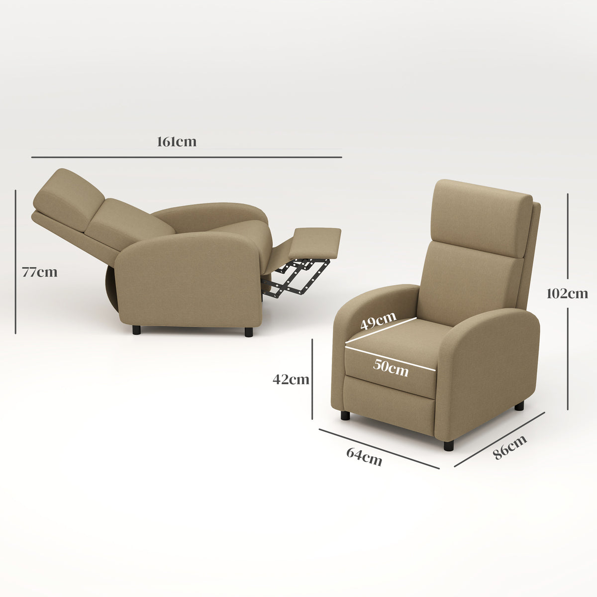 Fauteuil relax fauteuil inclinable salon fauteuil de relaxation - dossier réglable jusqu'à 160° repose-pieds intégré-2