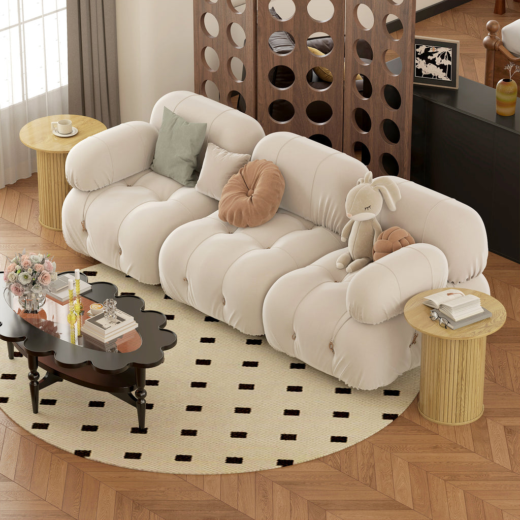 Table d'appoint ronde Ø 48 cm, table basse avec pieds cannelés pour salon, chambre ou petit espace, chêne-8
