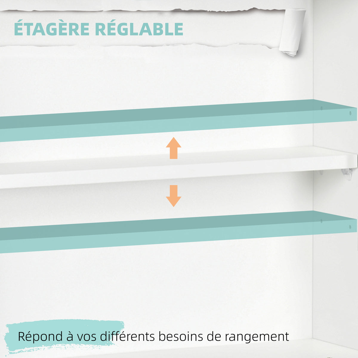 Bureau suspendu bureau mural avec tablette rabattable et 3 compartiments - 64 x 20 x 60 cm - blanc-4