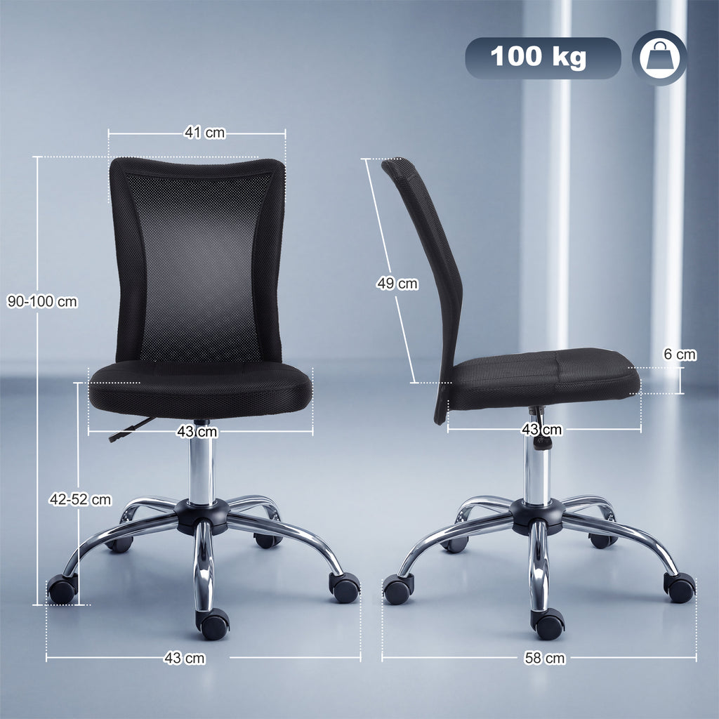 Chaise de Bureau Ergonomique, Fauteuil de Bureau, Hauteur Réglable, Piètement Chromé Noir-2