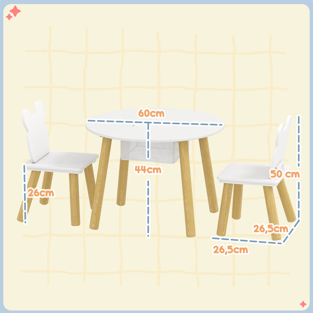 Ensemble 1 table ronde, 2 chaises pour enfant 3 pièces, dossier en forme d'ours, activités, bricolage, repas, 3-6 ans-2