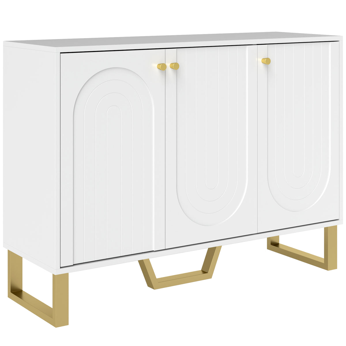 Buffet de salon avec placard à portes et étagère réglable, 106,5 x 35 x 77,5 cm, blanc-0