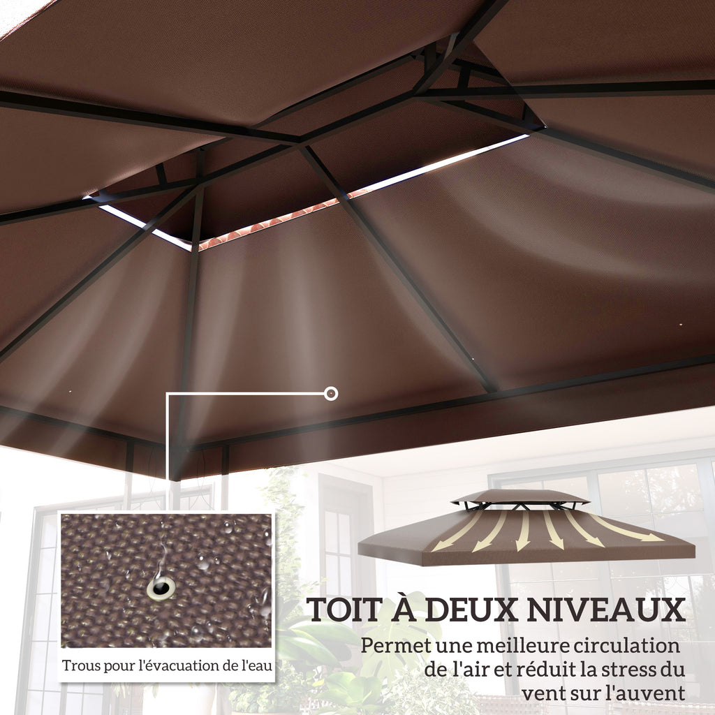 Toit de Rechange pour Tonnelle Marron  3 x 4 m-3