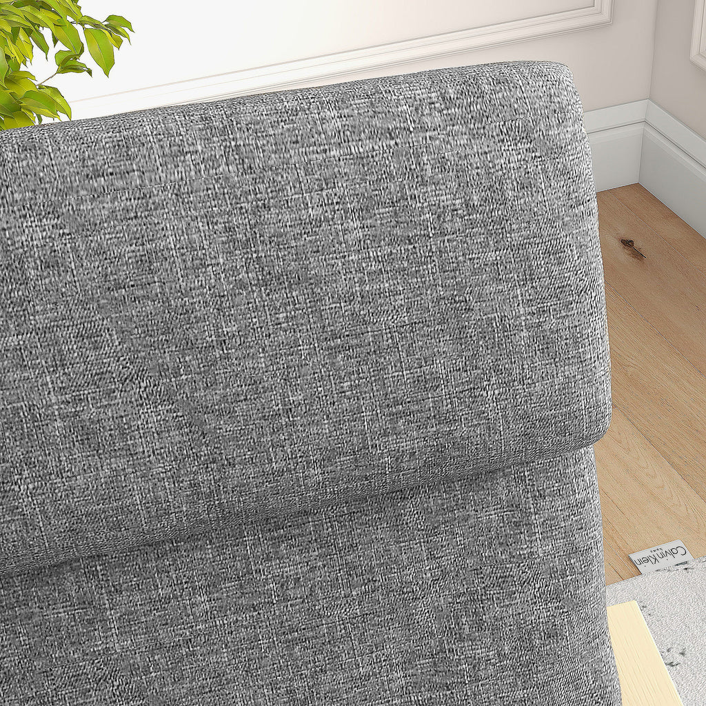 Fauteuil de salon, fauteuil chambre avec accoudoirs incurvés, coussin, tissu aspect lin, 65 x 79 x 98 cm, gris-9