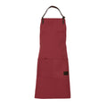 K0015XB | Grembiule da Lavoro in Canvas/ Vera Pelle pieno fiore, volanata. Colore Bordeaux/Testa Moro. Accessori Nickel Anticato. Dimensioni: cm 70 x 90 x 0,5. Confezione: Polybag-0