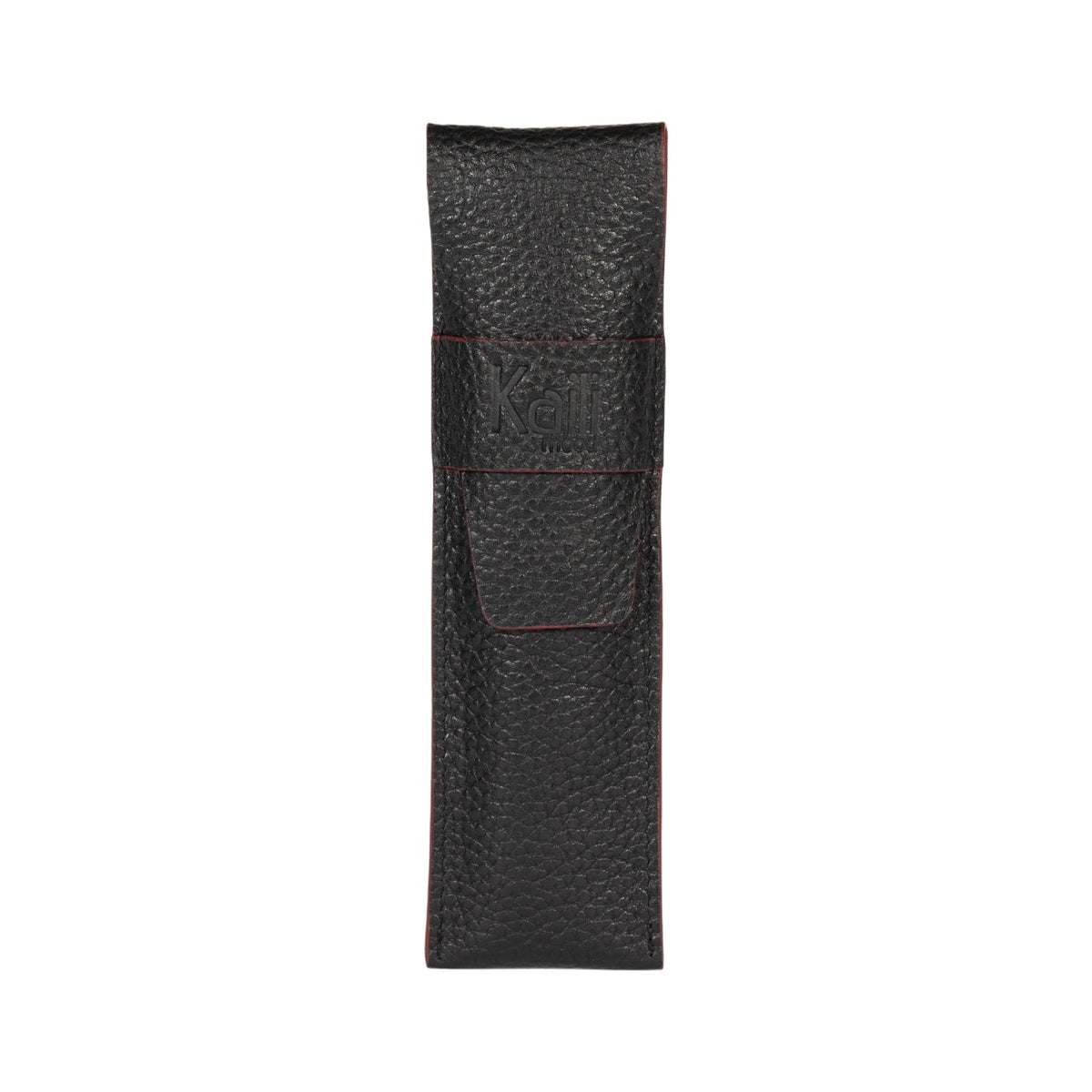 K0028AB | Custodia per Penne in Vera Pelle pieno fiore, grana dollaro - Colore Nero con bordi Rossi - Dimensioni: cm 4,5 x 16,5 x 1 - Confezione: Scatola regalo fondo/coperchio-2