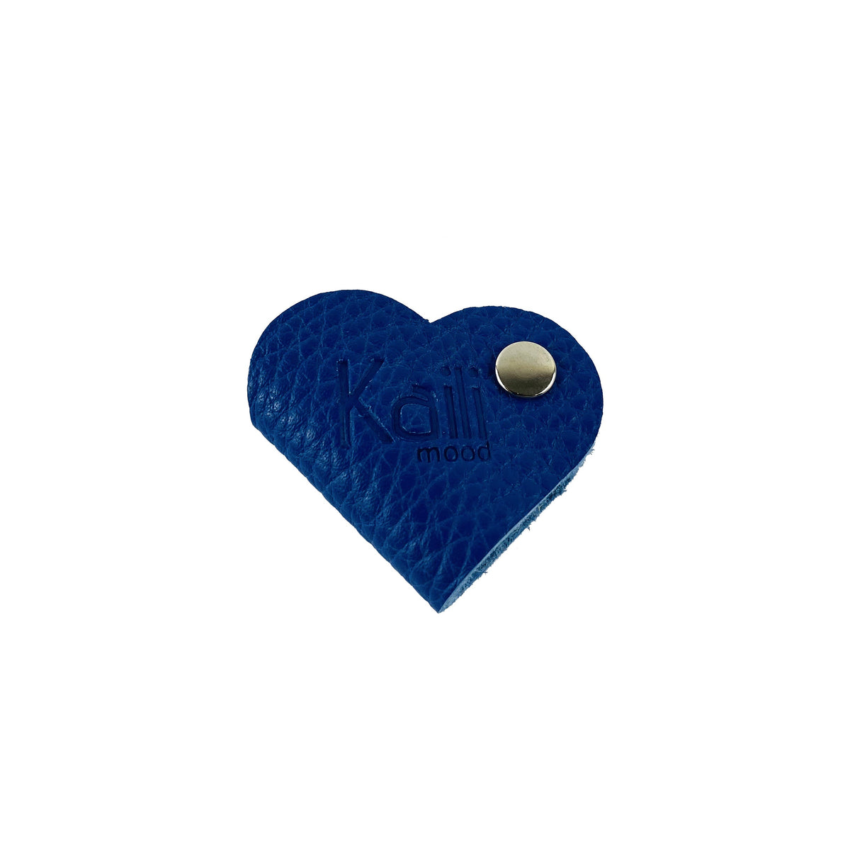 K0039DB | Avvolgicavo Cuore Made in Italy in Vera Pelle pieno fiore, grana dollaro - Colore Blu - Dimensioni: cm 5 x 8 x 0,5 - Confezione: Gift Box rigido fondo/coperchio-3