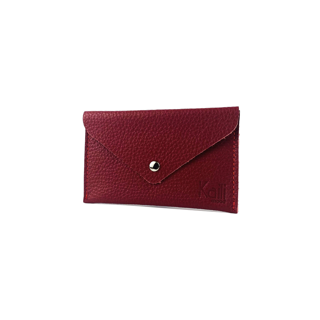 K0040VB | Bustina con pattina Made in Italy in Vera Pelle pieno fiore, grana dollaro - Colore Rosso - Dimensioni: cm 13 x 8 x 0,5 - Confezione: Gift Box rigido fondo/coperchio-1