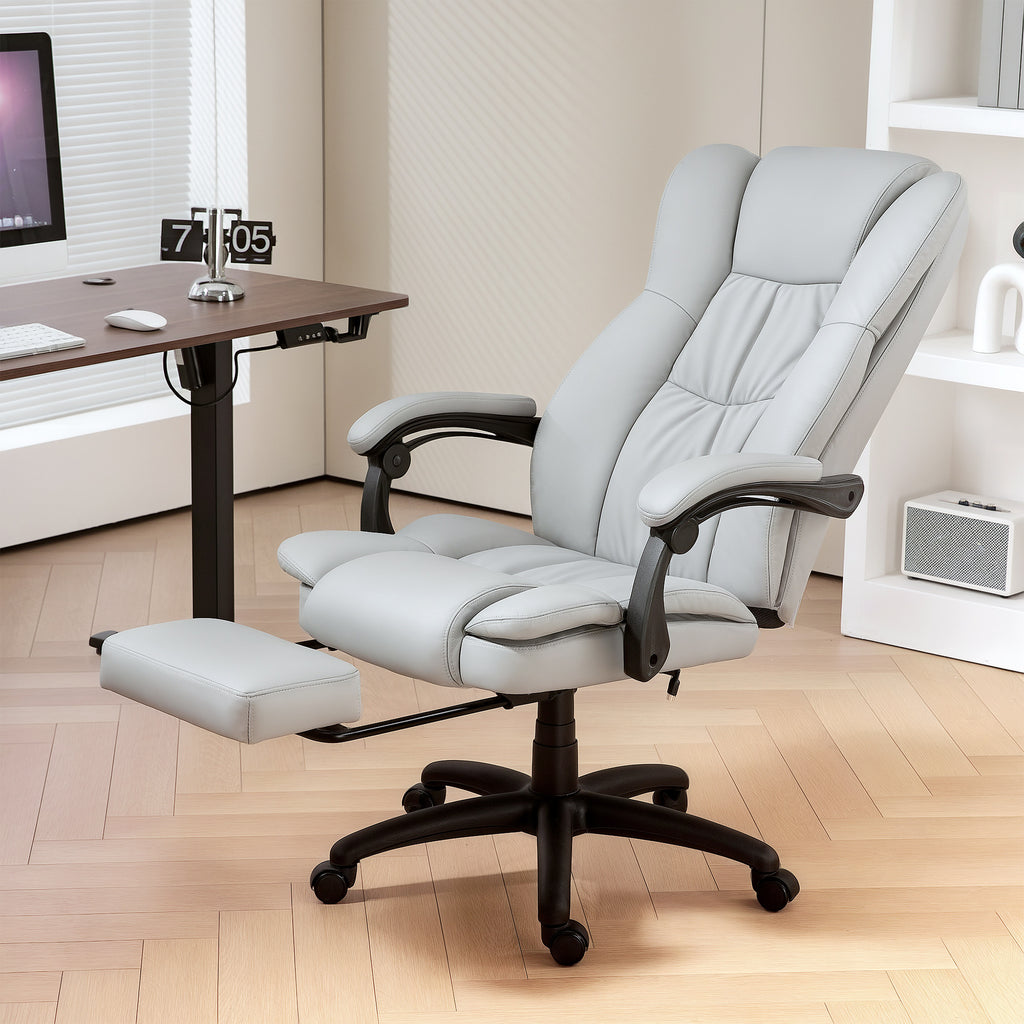 Fauteuil de bureau massant, chaise de bureau avec hauteur réglable, dossier inclinable et télécommande filaire, gris-9