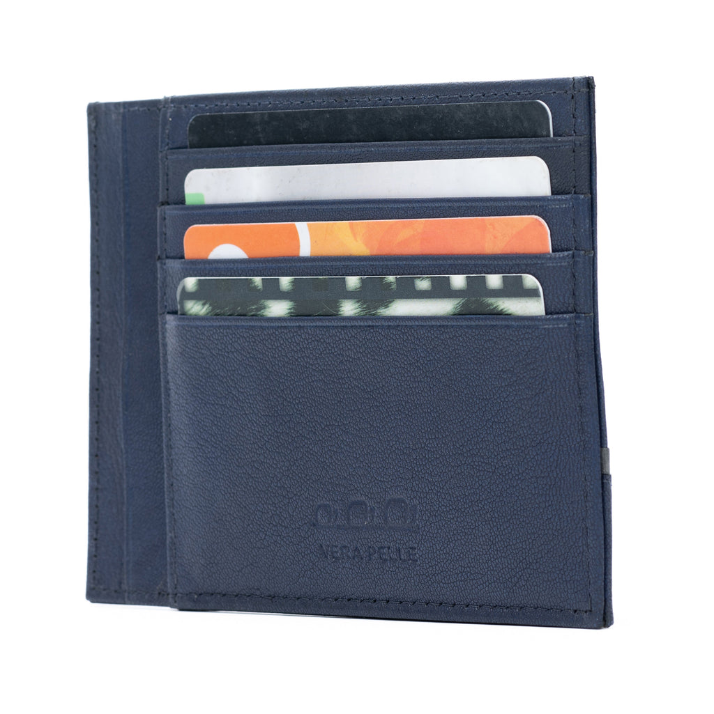 K10907DB | Portadocumenti/Carte di Credito in Vera Pelle Col. Blu-1
