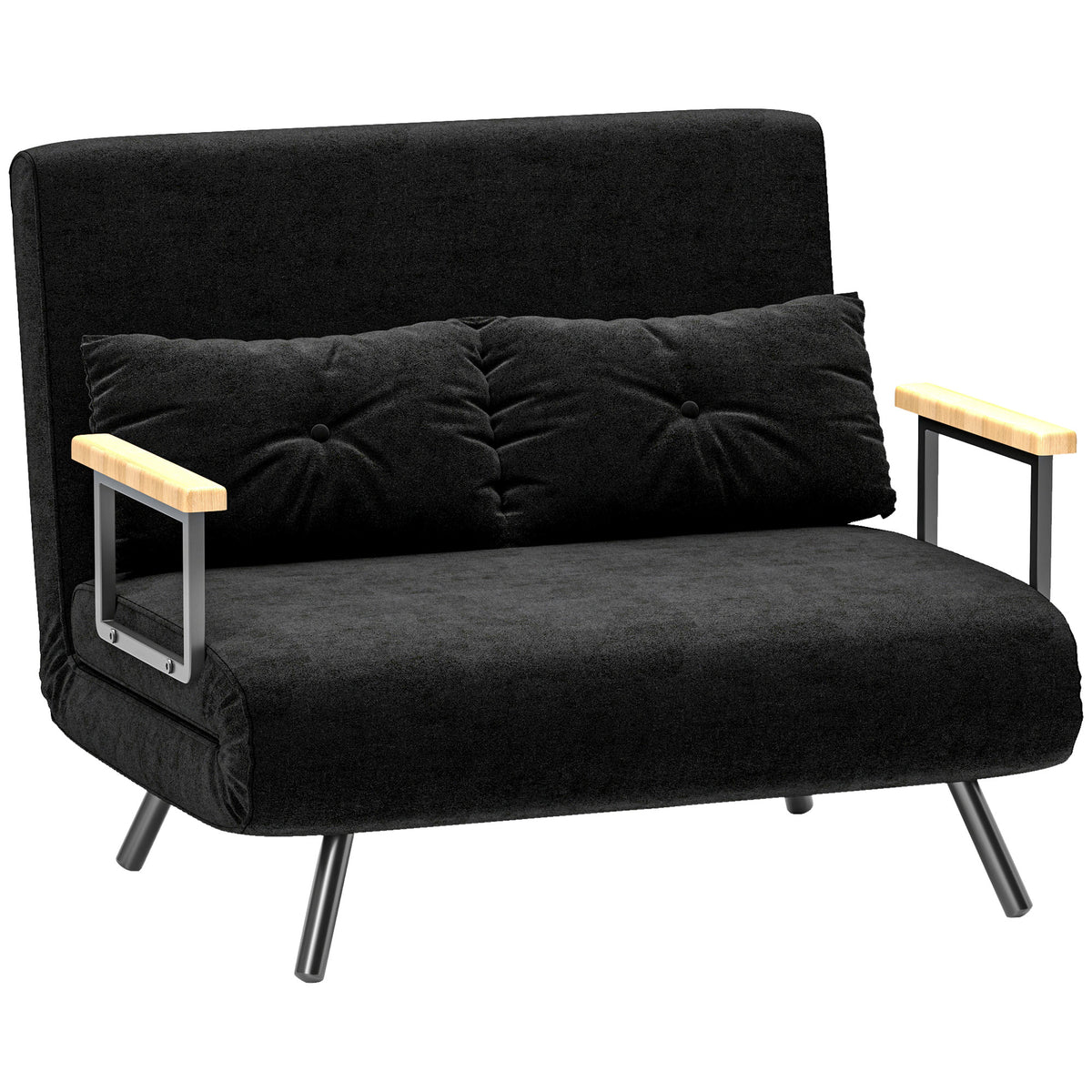 Canapé convertible 2 places 4 en 1, canapé-lit avec dossier réglable sur 5 niveaux, 2 coussins, 102 x 73 x 81 cm, noir-0