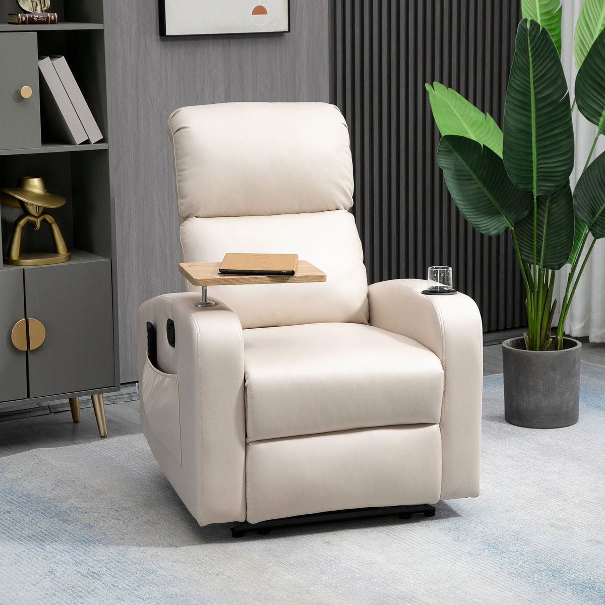 Fauteuil de relaxation fauteuil de massage inclinable avec Tablette, Poches latérales et Télécommande chaise TV-9