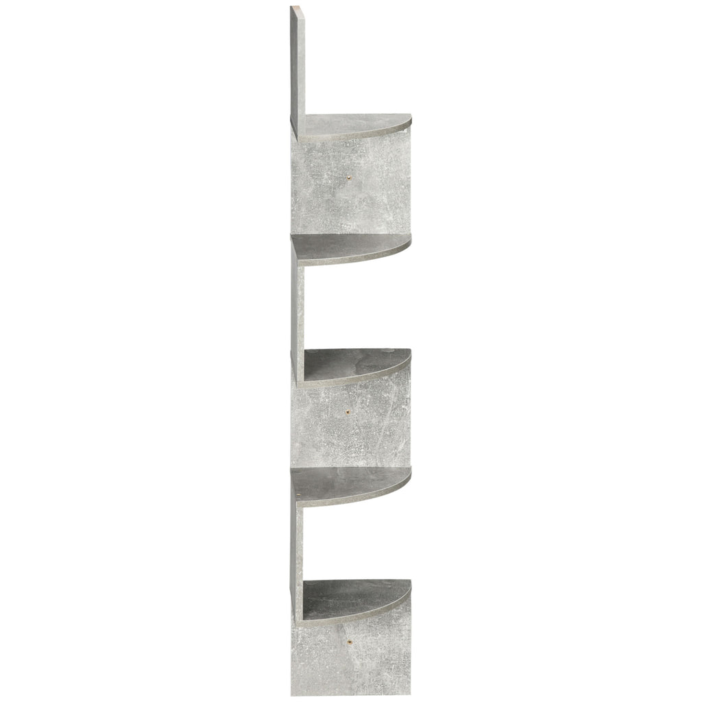Étagère d'angle Murale de Rangement Forme Zigzag 20L x 20l x 126H cm 5 Niveaux Bois Gris-6