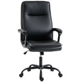 Chaise bureau ergonomique, fauteuil de bureau en PU, hauteur réglable, fonction bascule, pivotante 360°, noir-0