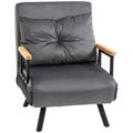 Fauteuil convertible 1 place fauteuil-lit chauffeuse 3 en 1 dossier réglable oreiller tissu velours 63x73x81cm gris-0