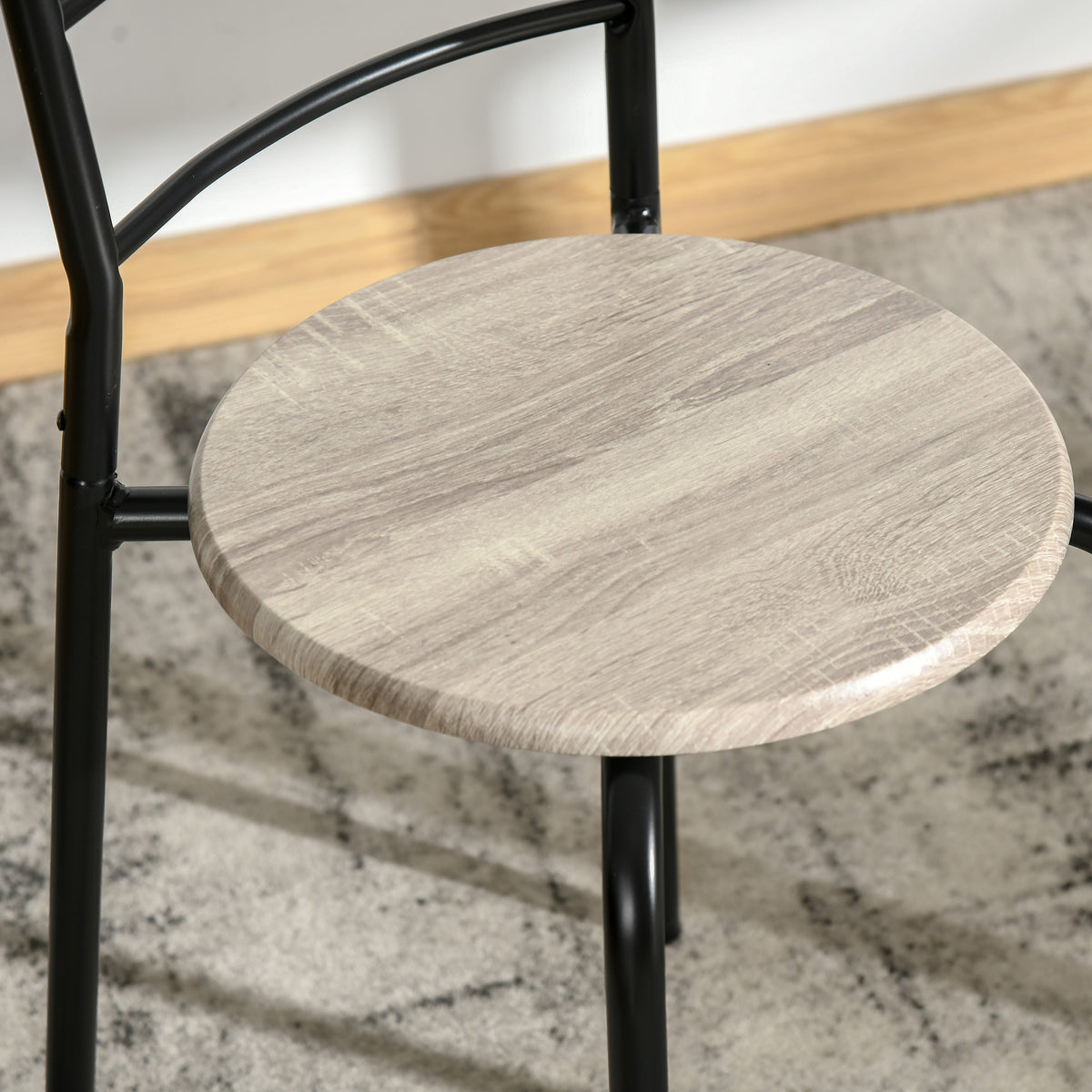 Ensemble table ovale extensible et 2 chaises - table à rabats - métal et MDF - noir et naturel-9