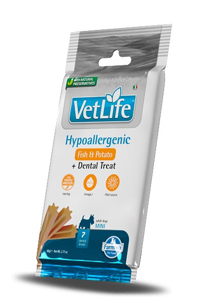 FARMINA VET LIFE CANINE TREAT HYPO ADULT MINI PESCE & PATATE 60 GR.
