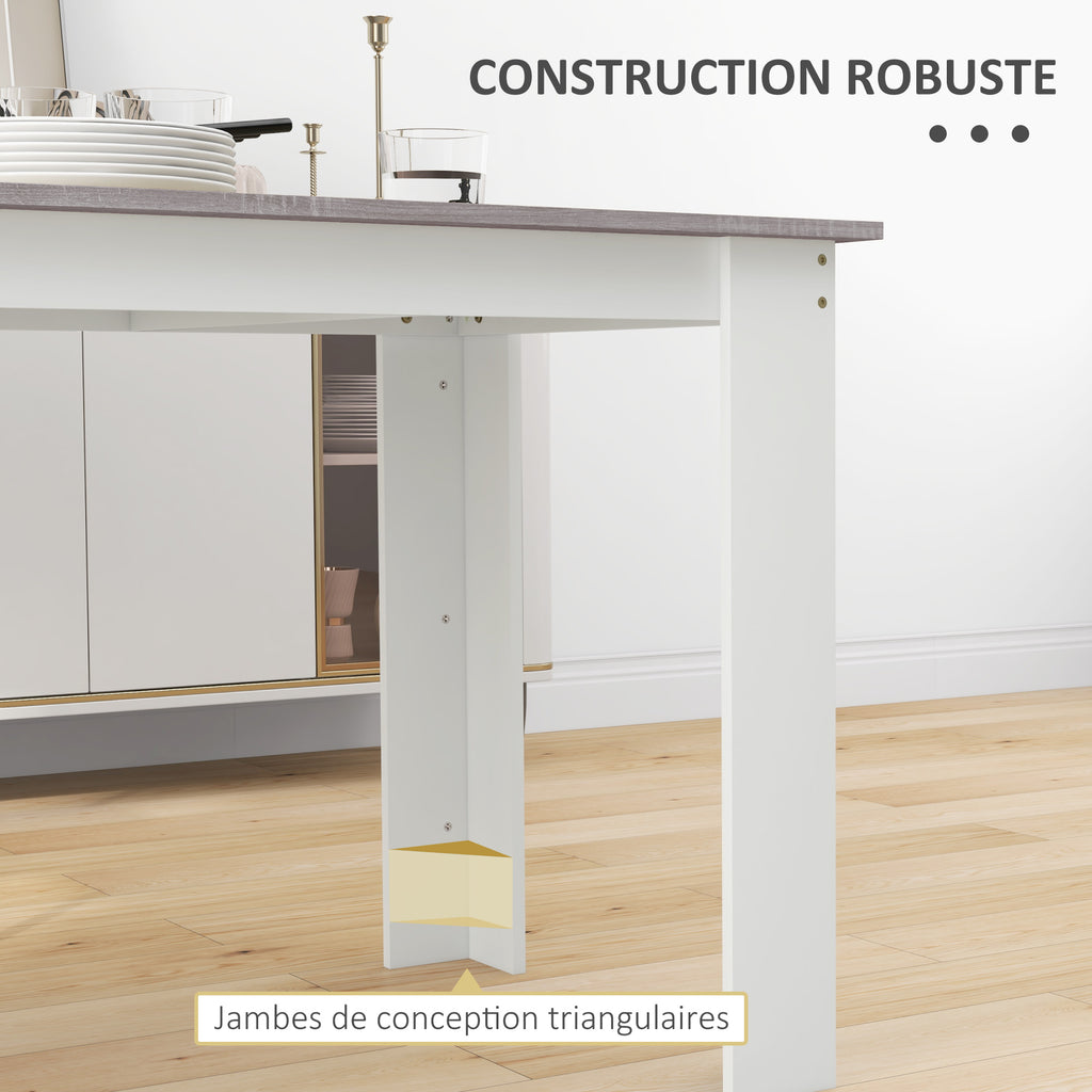 Table à manger table de cuisine moderne avec grand plateau 4-6 personnes en panneau de particules 120x69x75cm gris-5