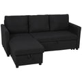 Canapé d'Angle Convertible, Canapé-Lit 3 Places 192 cm avec Méridienne Réversible, Rangement Caché, Gris Anthracite-0