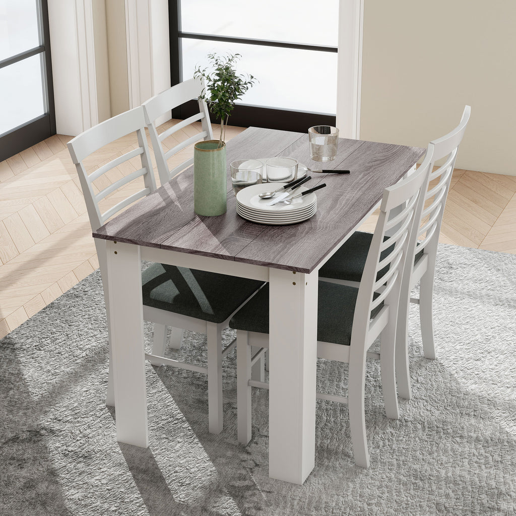 Table à manger table de cuisine moderne avec grand plateau 4-6 personnes en panneau de particules 120x69x75cm gris-7